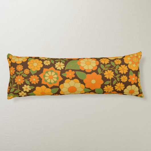 Trendy Retro Floral Pattern met name block Lichaamskussen (Achterkant)