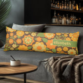 Trendy Retro Floral Pattern met name block Lichaamskussen