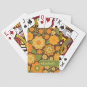 Trendy Retro Floral Pattern met name block Pokerkaarten (Achterkant)