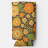Trendy Retro Floral Pattern met name block Seltzer Blikjeskoeler (Achterkant)