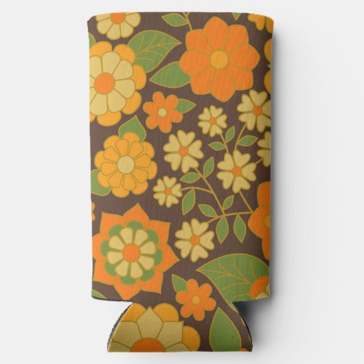 Trendy Retro Floral Pattern met name block Seltzer Blikjeskoeler (Achterkant)