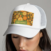 Trendy Retro Floral Pattern met name block Trucker Pet