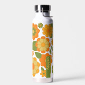 Trendy Retro Floral Pattern met name block Waterfles (Links)