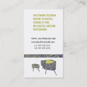 Trendy Retro Floral Settee Retro Interior Decor Visitekaartje (Achterkant)
