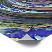 Trendy Retro Futuristic Marked Waves Art Patroon Poster (Hoek)