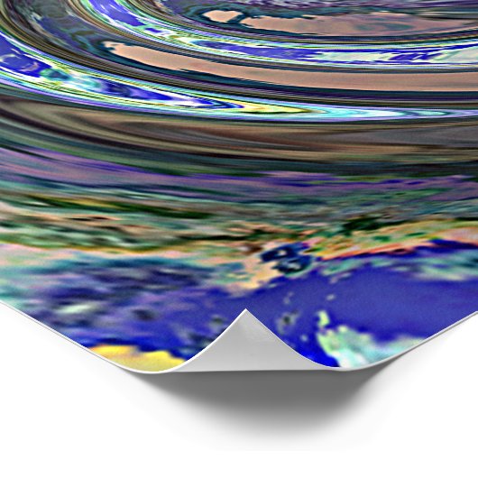 Trendy Retro Futuristic Marked Waves Art Patroon Poster (Hoek)