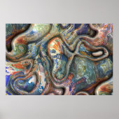 Trendy Retro Futuristic Marked Waves Art Patroon Poster (Voorkant)