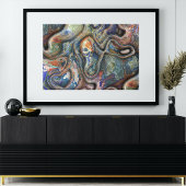 Trendy Retro Futuristic Marked Waves Art Patroon Poster