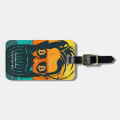 Trendy Retro gepersonaliseerde Bitcoin Eyes Bearde Bagagelabel (Voorkant horizontaal)