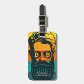Trendy Retro gepersonaliseerde Bitcoin Eyes Bearde Bagagelabel (Voorkant verticaal)