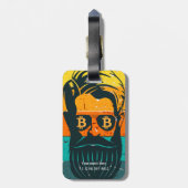 Trendy Retro gepersonaliseerde Bitcoin Eyes Bearde Bagagelabel (Achterkant verticaal)