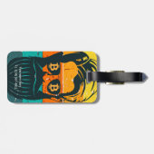 Trendy Retro gepersonaliseerde Bitcoin Eyes Bearde Bagagelabel (Achterkant horizontaal)