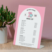 Trendy Retro Girly Roze Desserts Bakkerij Prijslij Reclamebord Met Voetstuk