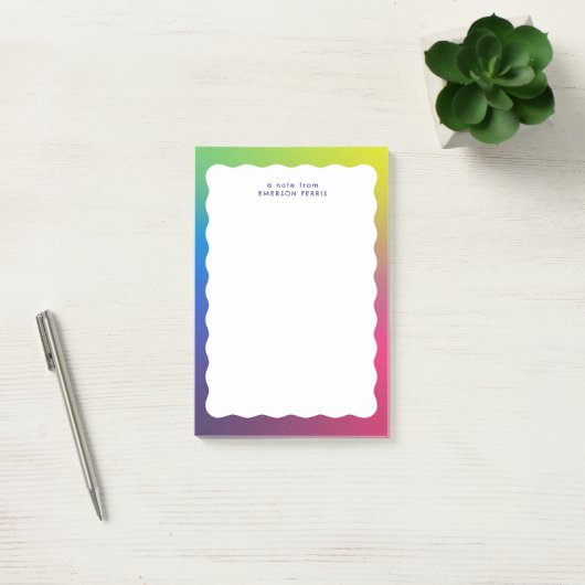 Trendy retro golvende rand kleurrijk post-it® notes (Kantoor)