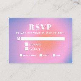 Trendy Retro Gradiënt Roze en Paarse Mal RSVP Informatiekaartje