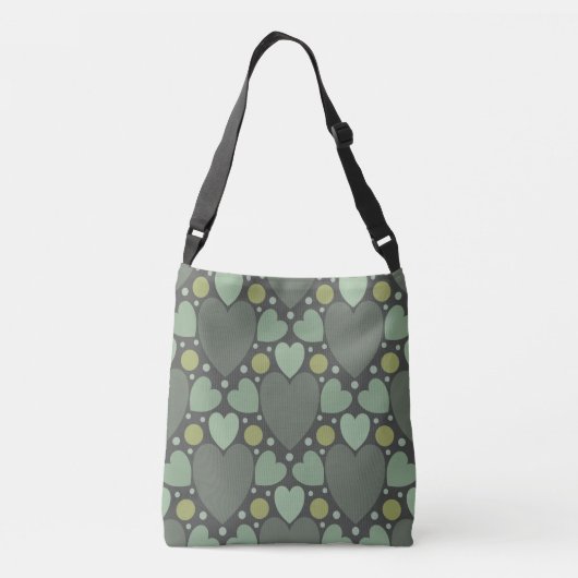 Trendy retro groen hart design crossbody tas (Achterkant)
