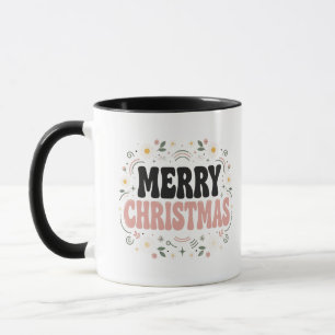 Trendy Retro Groovy Prettig Kerst Mok, Bloem Ho Mok