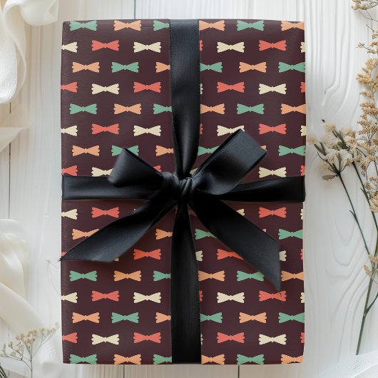 Trendy Retro Hipster Bow Stropdassen Pattern Cadeaupapier