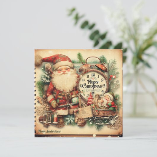 Trendy  retro illustratie Sinterklaas Feestdagenkaart (Staand voorkant)