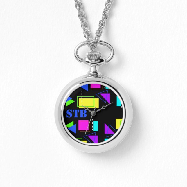 TRENDY RETRO JAREN '80 MODE KLEUR TACHTIGER MONOGR HORLOGE (Voorkant)