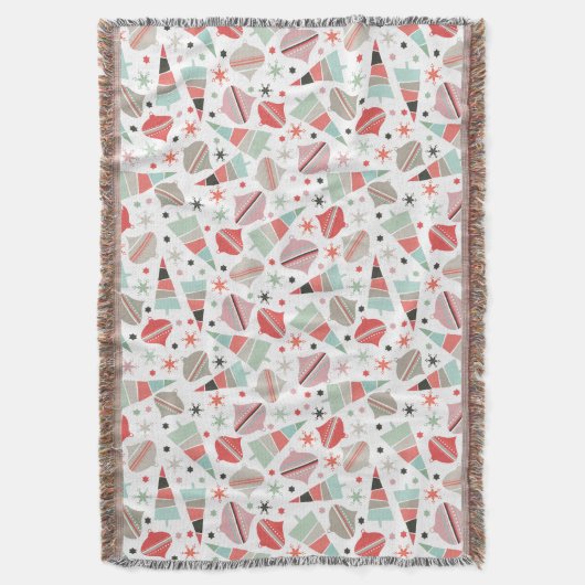 Trendy Retro kerstboom en Ornamenten Pattern Deken (Voorkant Verticaal)