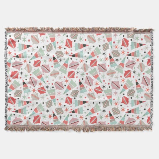 Trendy Retro kerstboom en Ornamenten Pattern Deken (Voorkant)