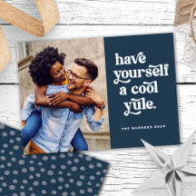 Trendy Retro kerstvakantie fotokaart