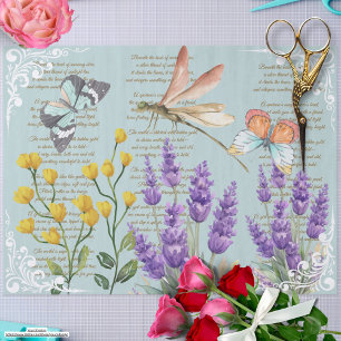 Trendy retro lavendel Ephemera filigraan blauw Tissuepapier