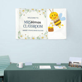 Trendy Retro Madelief Bloemstuk Onderwijs Klasloka Spandoek