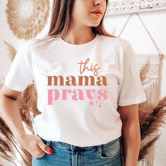 Trendy Retro mam Shirt Deze mama bidt tjessmuizen
