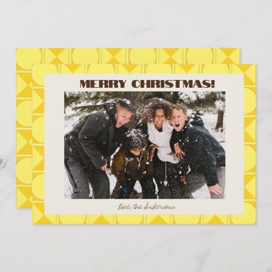 Trendy Retro Mid Modern Geometrisch Kerstfeest Feestdagenkaart (Voorkant / Achterkant)