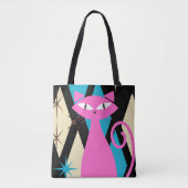 Trendy Retro Midden Eeuw Modern Koele Kat Tote Bag (Voorkant)