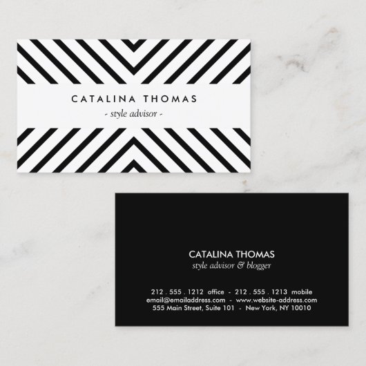 Trendy Retro Mod Zwart-wit Patroon Visitekaartje (Voorkant / Achterkant)