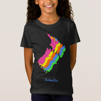 TRENDY RETRO NZ KLEURRIJKE LAND GRAPHIC KIWI KIND T-SHIRT