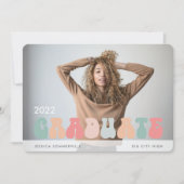 Trendy Retro Pastel Multicolor Photo Afstuderen Aankondiging (Voorkant)