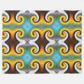 Trendy retro patroon in geel, blauw, bruin, wit fleece deken (Voorkant (Horizontaal))