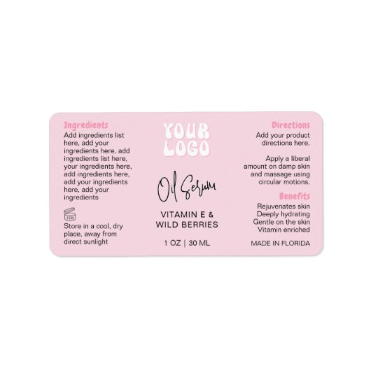 Trendy Retro Pink 1 OZ 30ml Dropper Bottle Etiket (Voorkant)