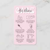 Trendy Retro Pink Girly Haarextensies Aftercare Visitekaartje (Voorkant)