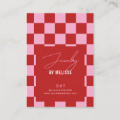 Trendy Retro Pink & Red Jewelry Label Display (Achterkant)