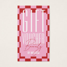 Trendy Retro Pink & Red Spa Salon Gift Voucher Visitekaartje