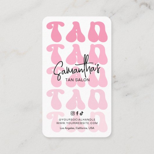 Trendy Retro Pink Spray Tan Care-instructies Visitekaartje (Achterkant)