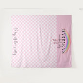 Trendy Retro Plaid Gingham Checkerboard Girly Pink Wandkleed (Voorkant (horizontaal))