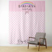 Trendy Retro Plaid Gingham Checkerboard Girly Pink Wandkleed (In situ)