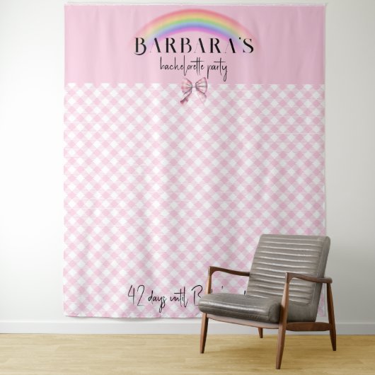 Trendy Retro Plaid Gingham Checkerboard Girly Pink Wandkleed (In situ)