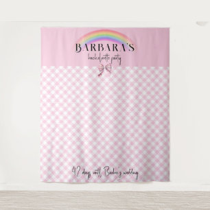 Trendy Retro Plaid Gingham Checkerboard Girly Pink Wandkleed