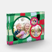 Trendy Retro Plaid Ronde 3 Fotoblokken (Links)