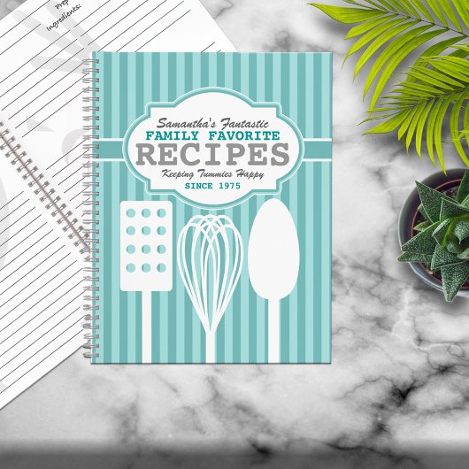 Trendy Retro Recipes Personalized Notitieboek