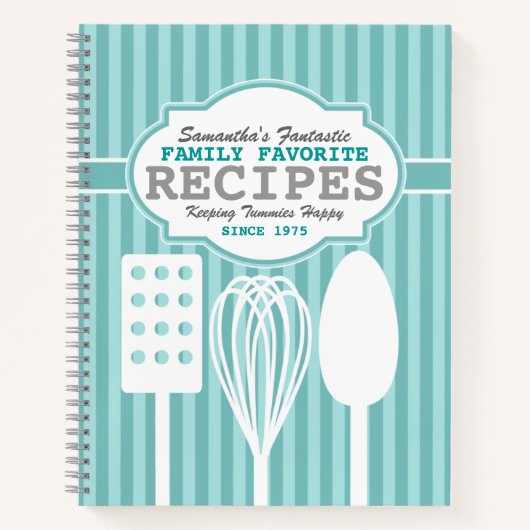 Trendy Retro Recipes Personalized Notitieboek (Voorkant)