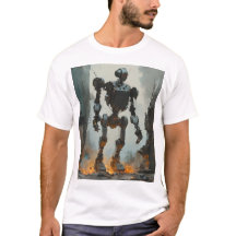 Trendy retro robotgrafisch t-shirt