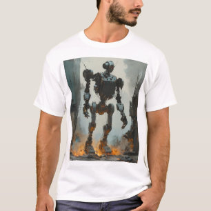 Trendy retro robotgrafisch t-shirt